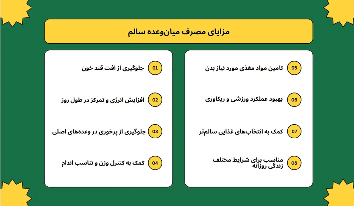 مزایای میان وعده سالم