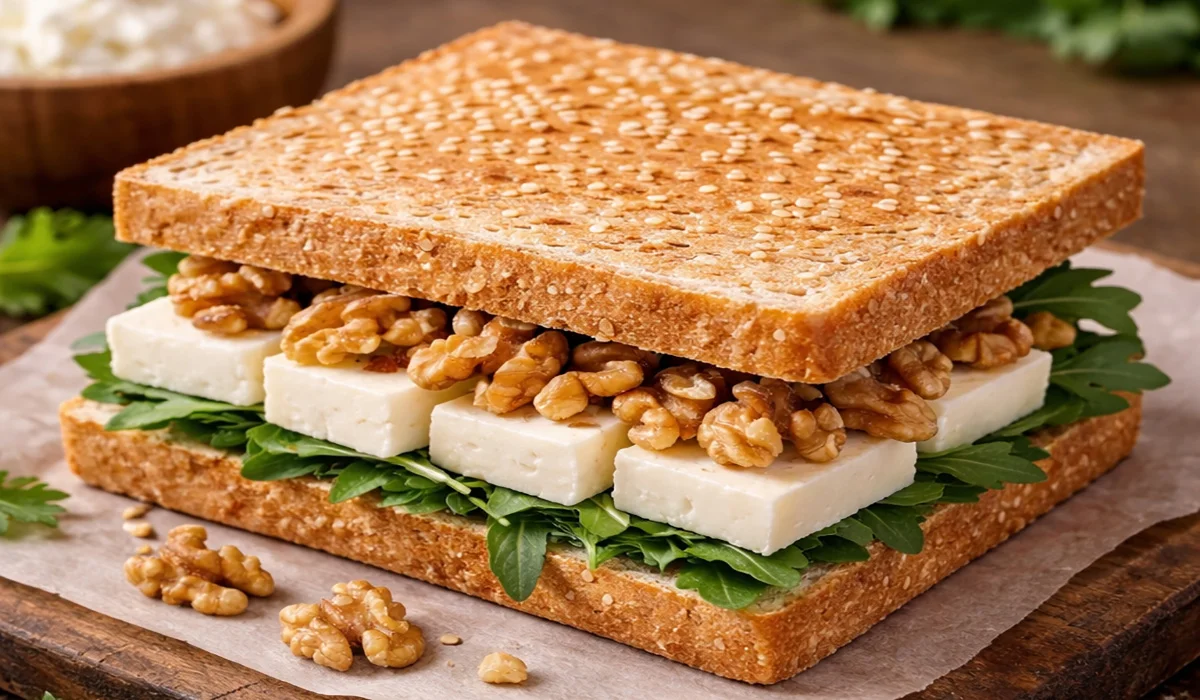 تزیین صبحانه نون و پنیر و گردو کودک برای مدرسه با پنیر